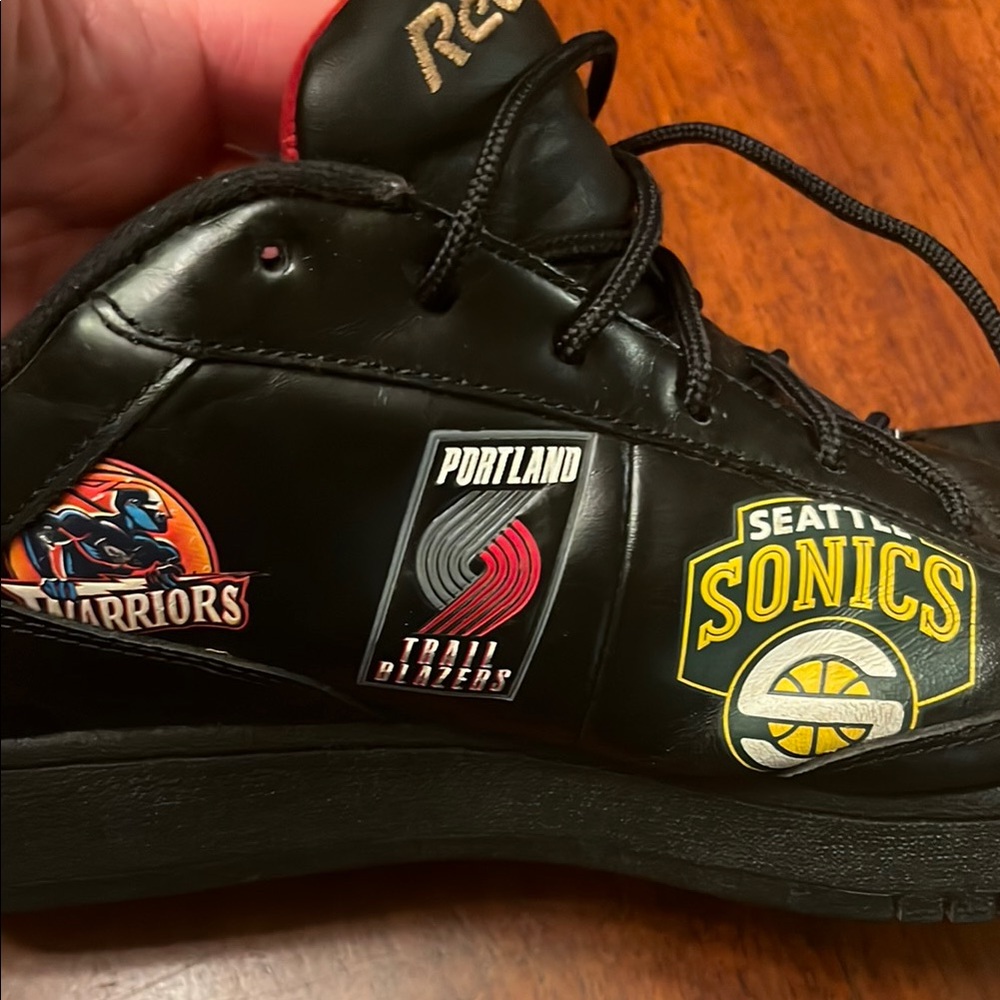 Reebok Black Leather NBA Western Conference Team Logo Sneakers Size13 - Picture 15 of 16